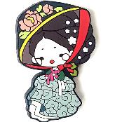 Miin 미인 Beauty Magnet, Motif of Korean Traditional Painting, 미인도, Small Gift, Souvenir, hat