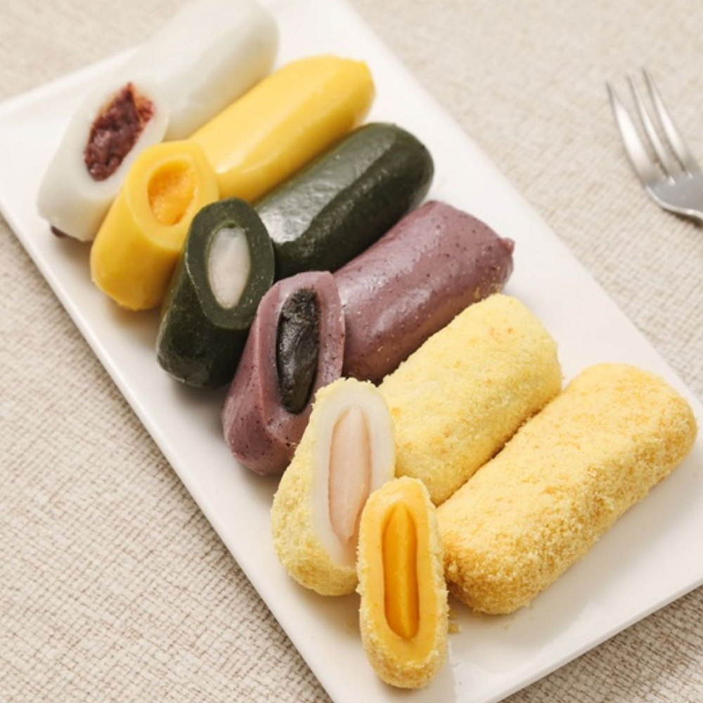 Korean Traditional Rice Cakes – Sweet Paste Garaetteok & Castella Injeolmi 6-piece Set